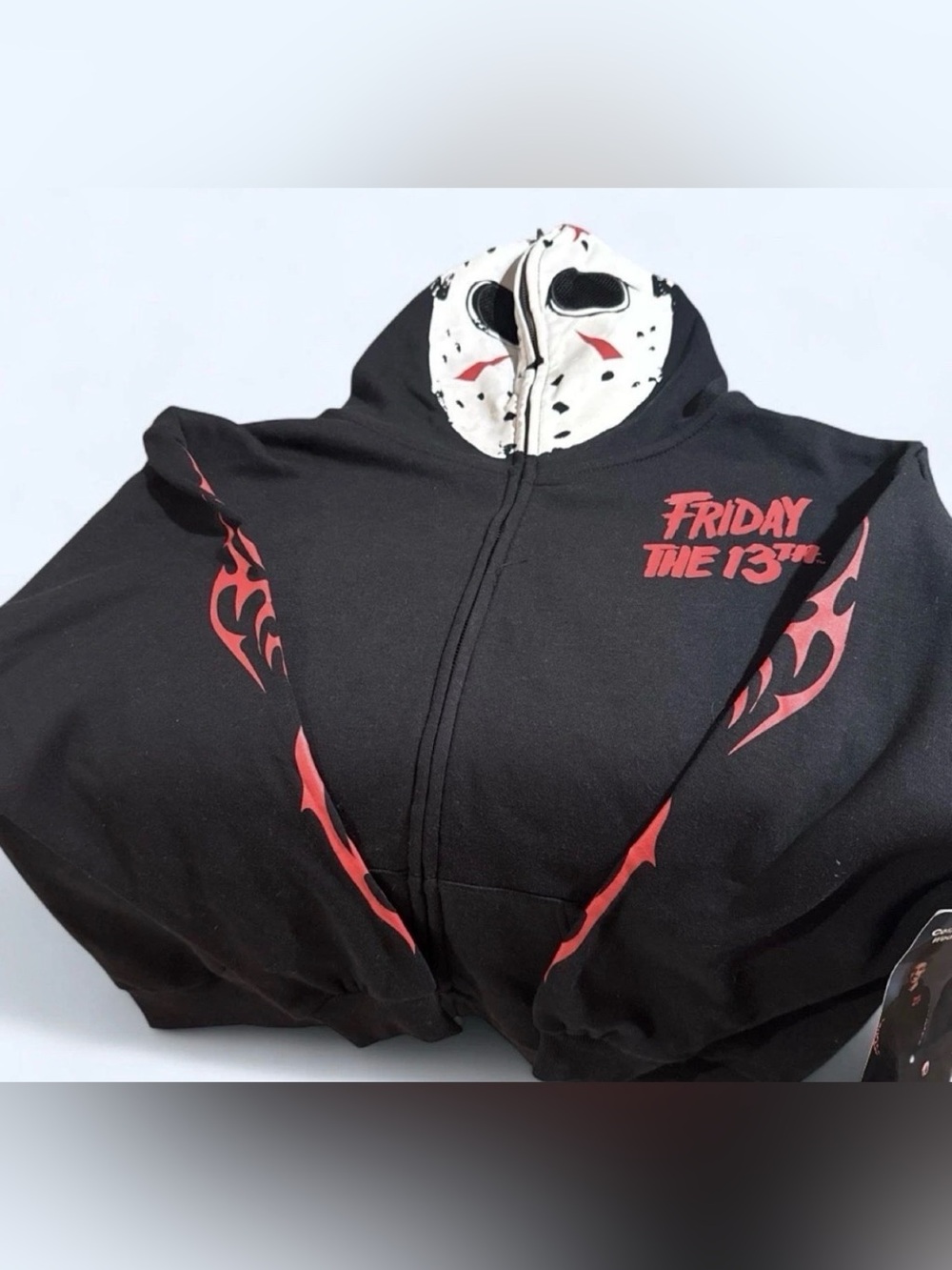 Friday The 13th womens Jason Mask Zip Up Hoodie Halloween Costume small Black